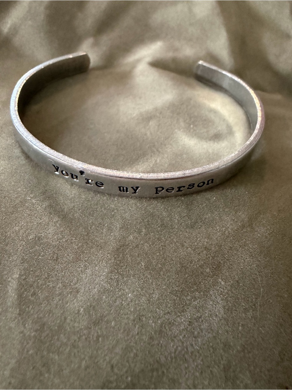 Silver 'You're My Person' Engraved Cuff Bracelet Ladies sizing adjustable